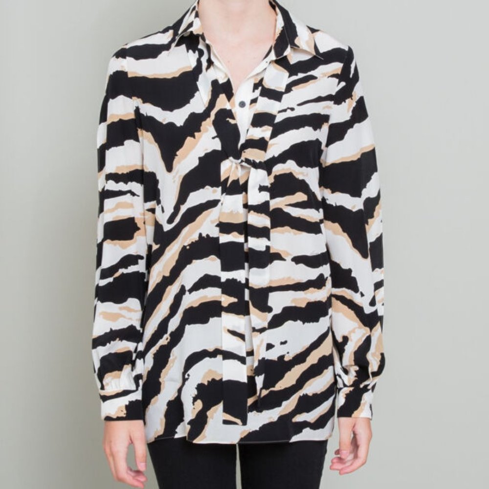Gucci Zebra Print Silk Blouse